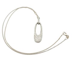 Scott Gauthier Pavé Diamond Open Oval Drop Pendant Necklace 14 Karat White Gold