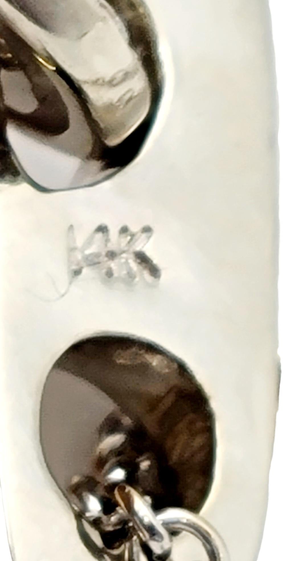 Pendentif en or blanc 14 carats avec pendentif ovale en pavé de diamants et chaîne en câble Bon état - En vente à Scottsdale, AZ