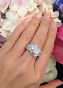 Pave Diamond Panther Ring 4.00 carat total weight in 18k White Gold