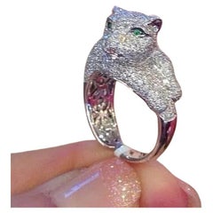 Pave Diamond Panther Ring 4.00 carat total weight in 18k White Gold