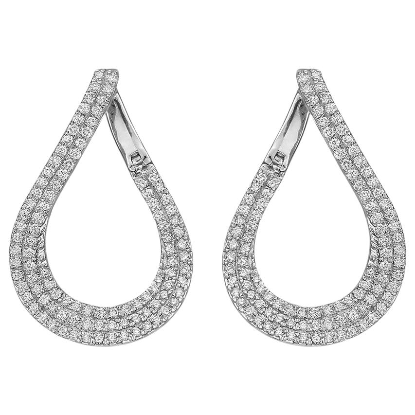 Pavé Diamond Pear-Shaped Hoop Earrings