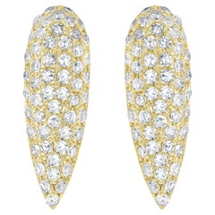 Luxle Round Pave Diamond Pear Stud Earrings in 14k Yellow Gold