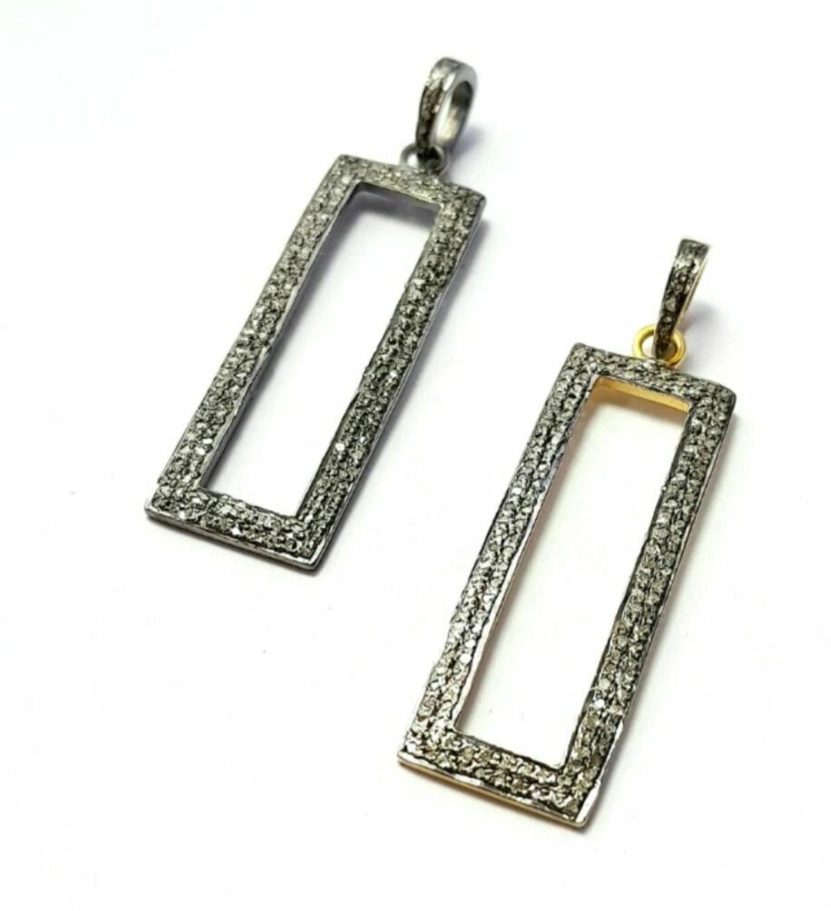 Ciondolo con diamante Pave in argento 925 Collana di Natale con diamante fatta a mano Unisex. in vendita 2