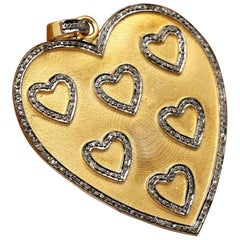 Pendentif diamant pavé pendentif coeur en argent 925 bicolore pendentif fait main cadeau.