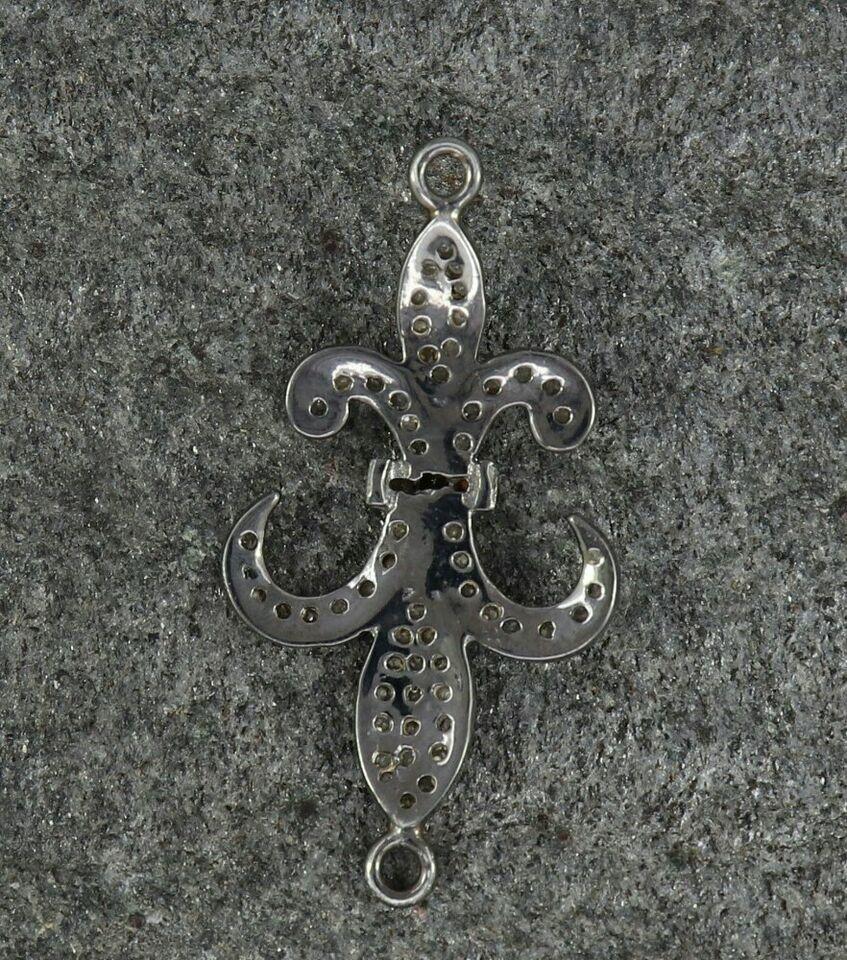Pave Diamond  Pendant 925 Sterling Silver Diamond Lily Pendant Gift Charm For Sale 3