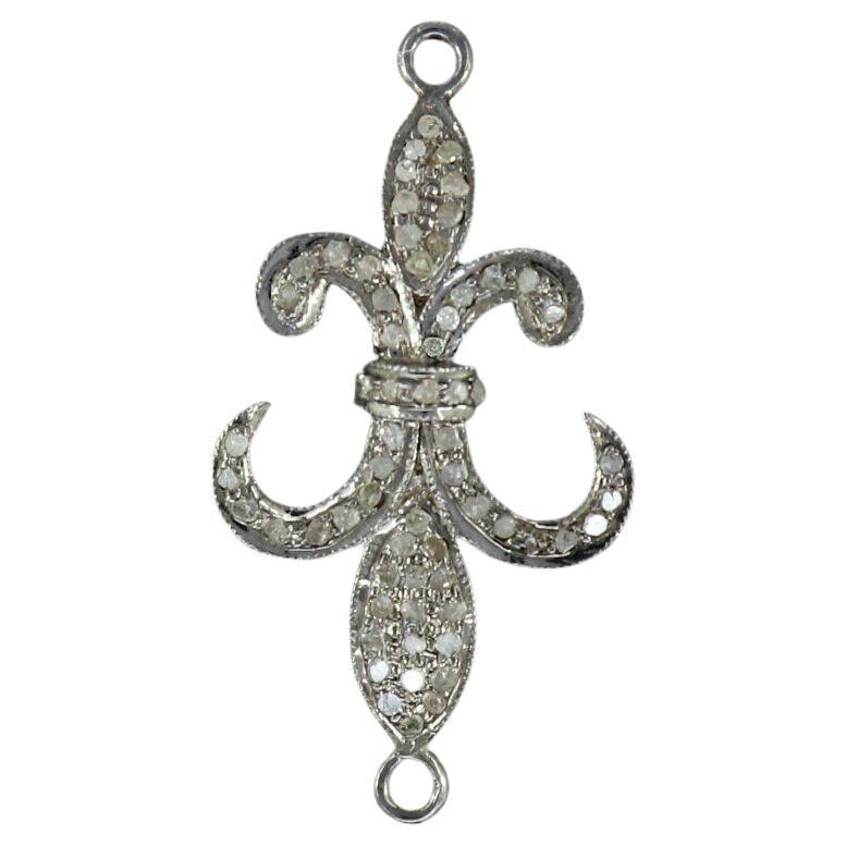 Pave Diamond  Pendant 925 Sterling Silver Diamond Lily Pendant Gift Charm For Sale