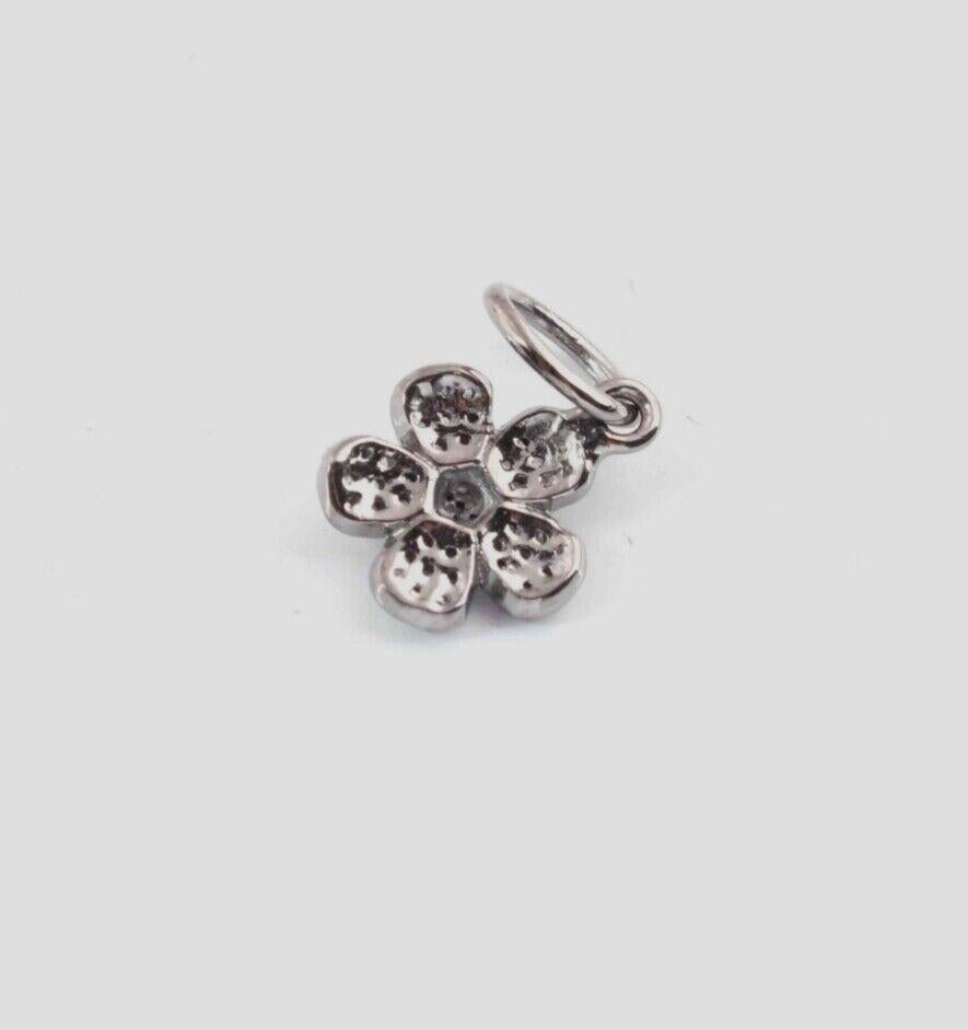 Uncut Pave diamond pendant 925 sterling silver flower shape pendant jewelery findings For Sale