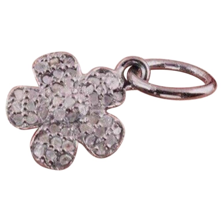 Pave diamond pendant 925 sterling silver flower shape pendant jewelery findings