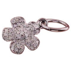 Pave diamond pendant 925 sterling silver flower shape pendant jewelery findings