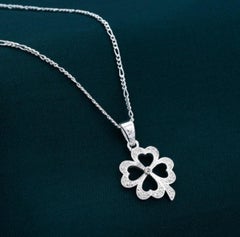 Pave Diamond Pendant 925 Sterling Silver Flower Shaped Simple Necklace For Women