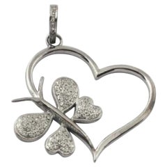 Pave Diamond Pendant 925 Sterling Silver Heart Shape Minimalist Pendant For Her.