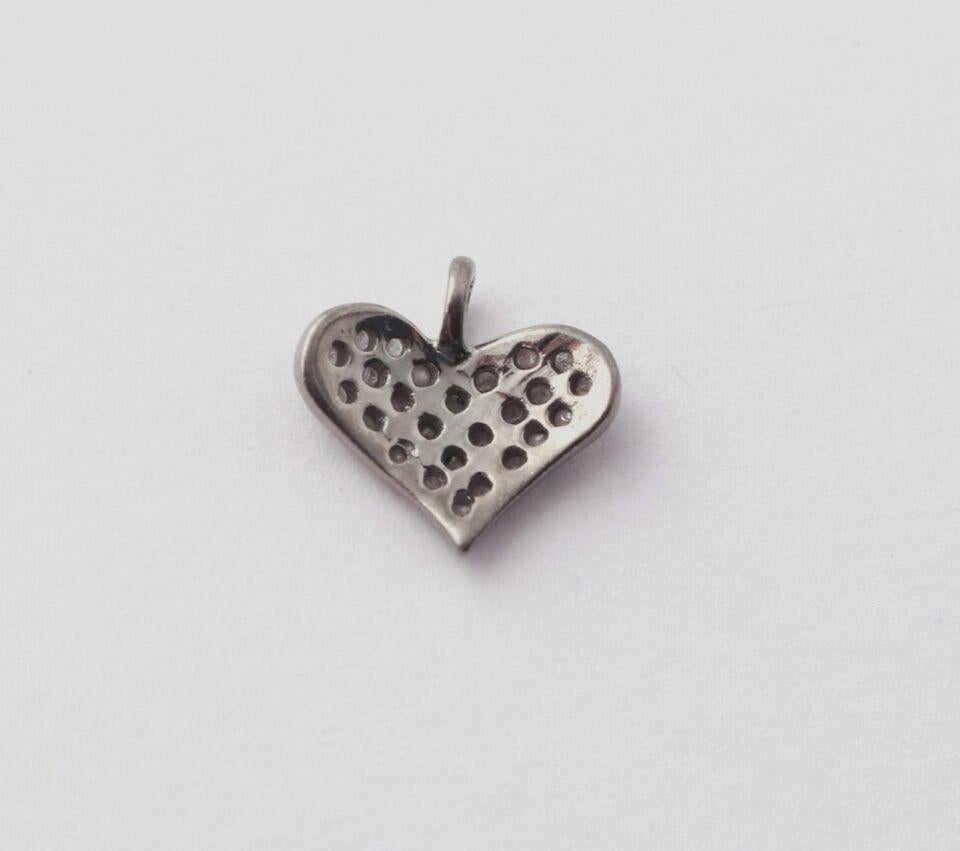 Uncut Pave diamond pendant 925 sterling silver heart shape pendant diamond pendants. For Sale
