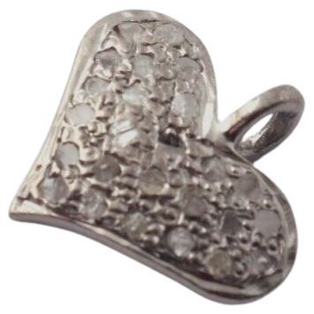 Pave diamond pendant 925 sterling silver heart shape pendant diamond pendants. For Sale
