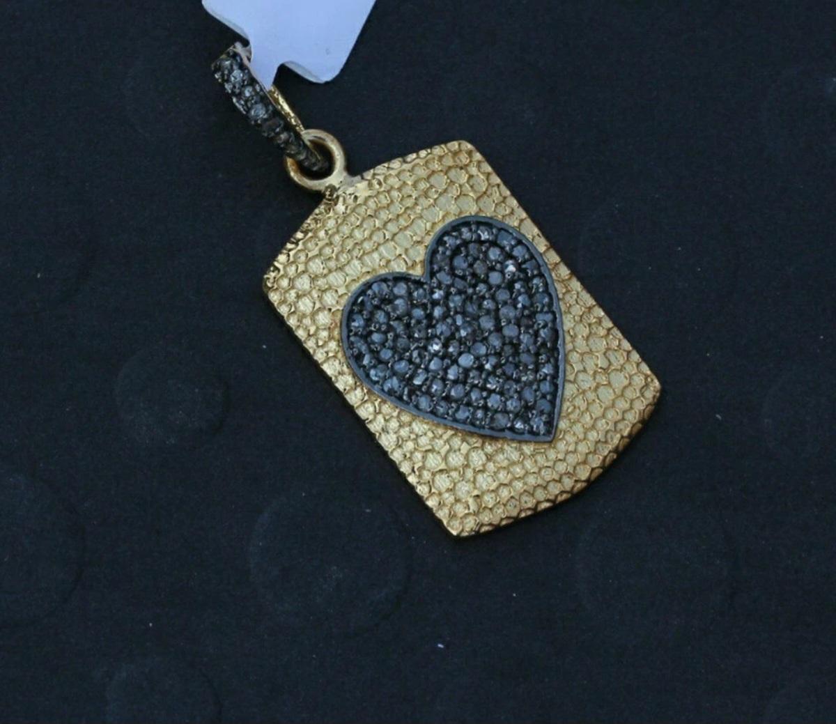 Pave Diamond Anhänger Findings 925 Sterling Silber Für Frauen Textured Anhänger. (Art déco) im Angebot