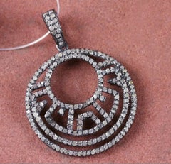 Pave Diamond Pendant Findings 925 Sterling Silver Round Handmade Pendant.