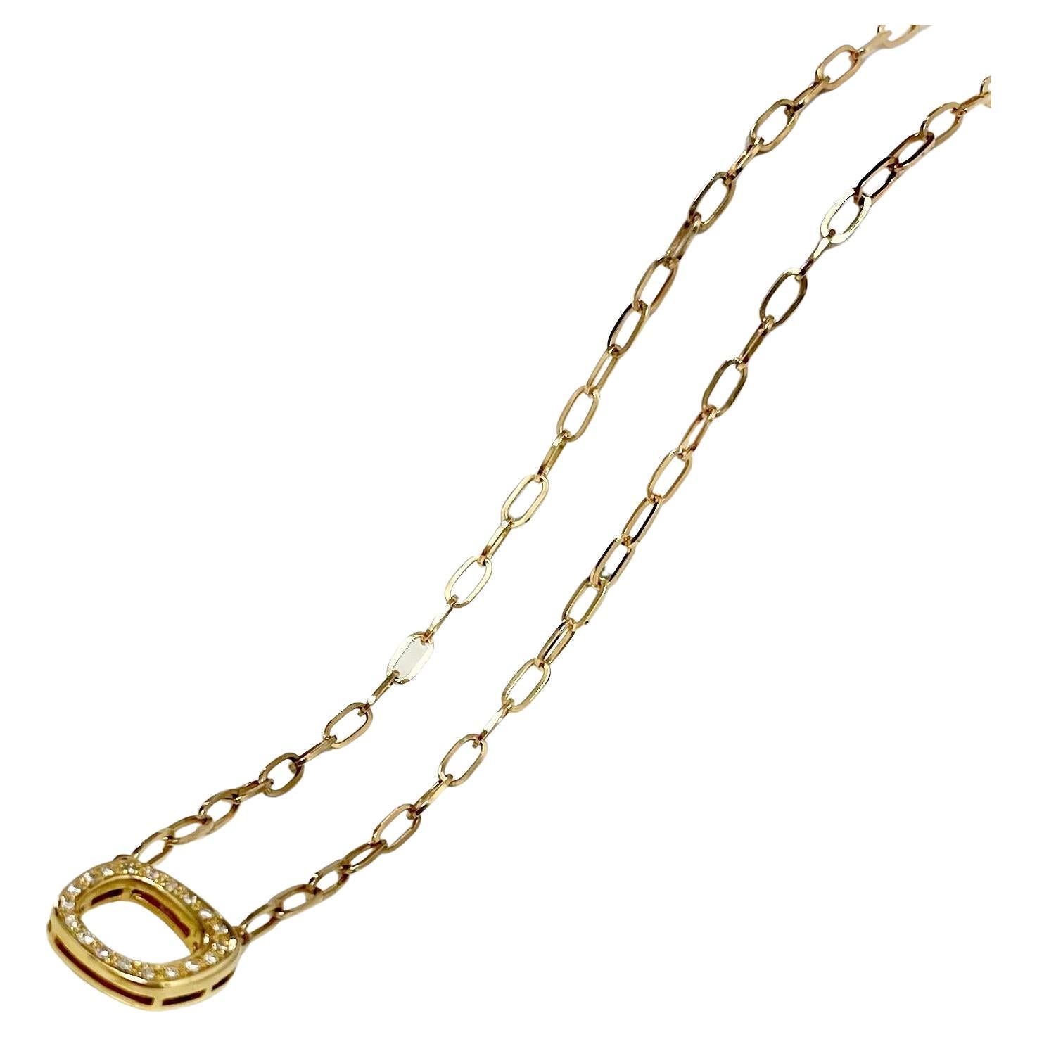 Pave Diamond Pendant with Gold Chain Necklace 2