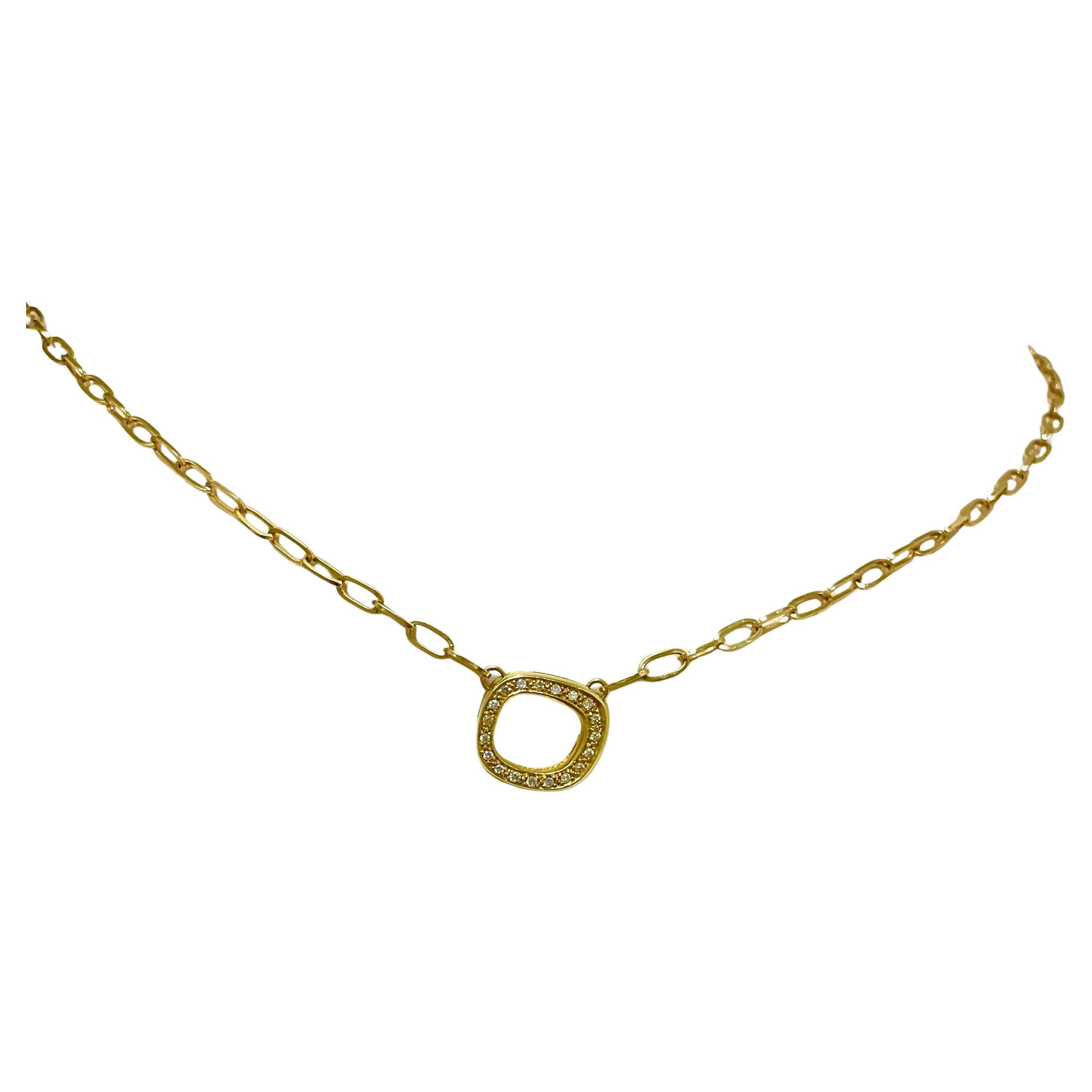 Pave Diamond Pendant with Gold Chain Necklace 3