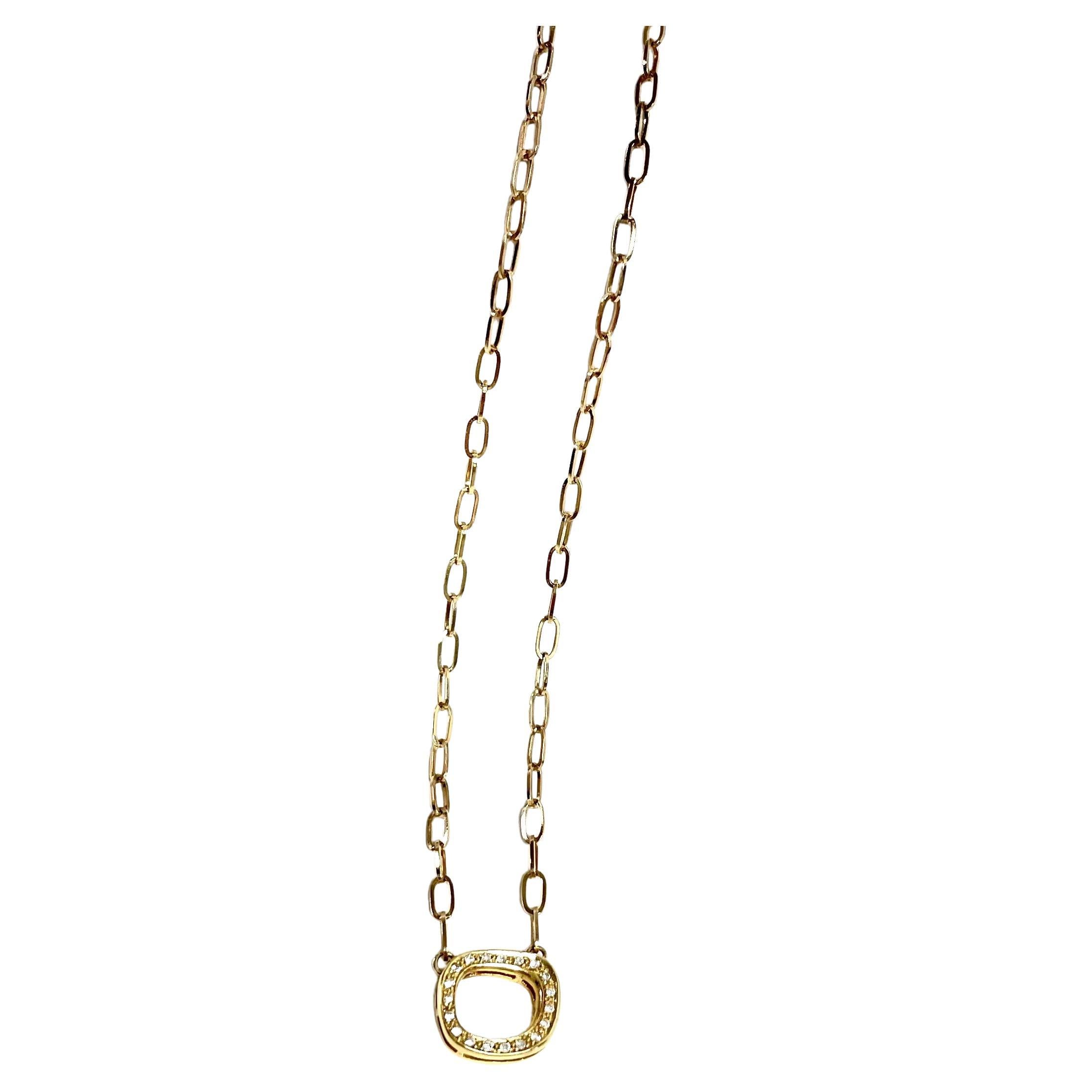 Pave Diamond Pendant with Gold Chain Necklace 4