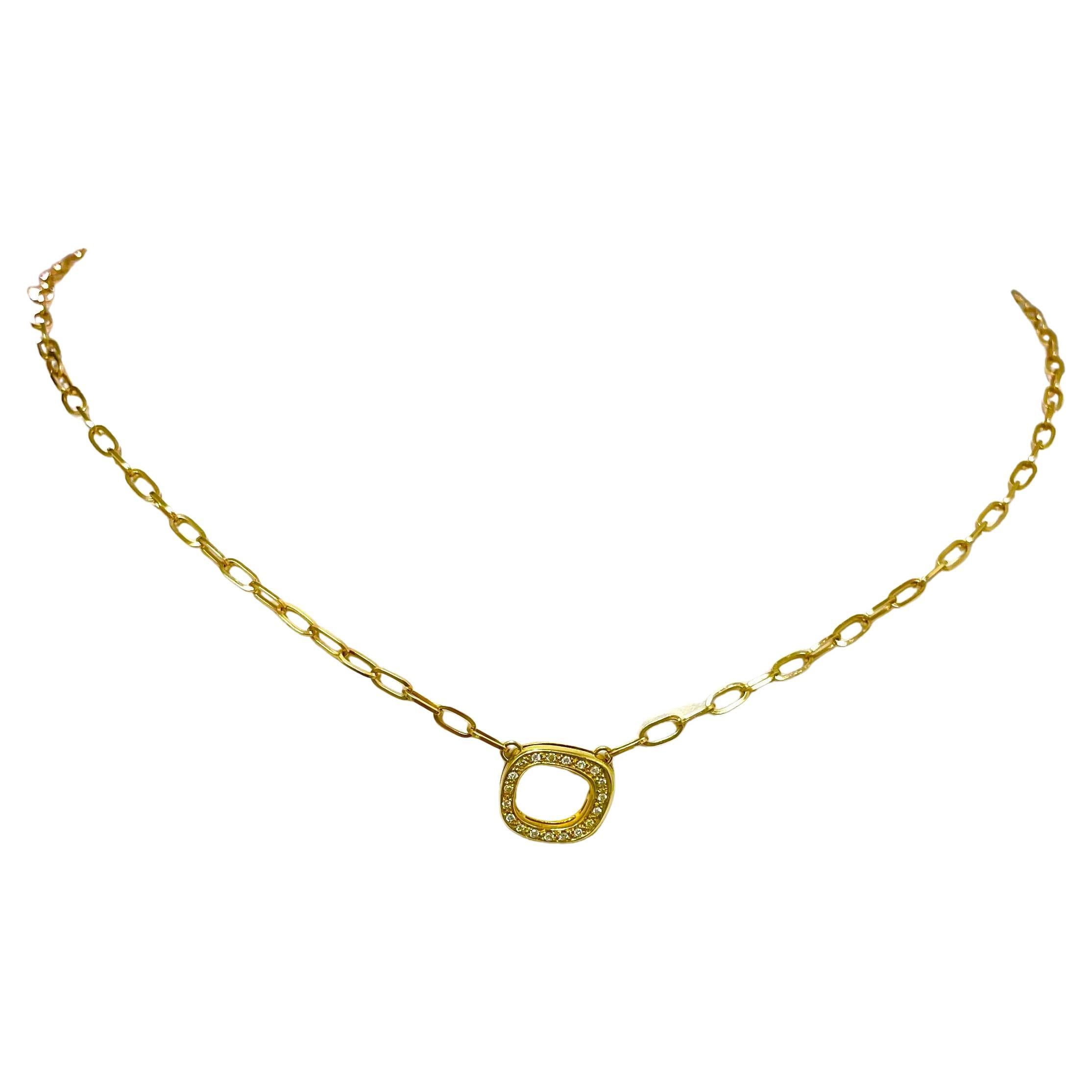 Pave Diamond Pendant with Gold Chain Necklace 5