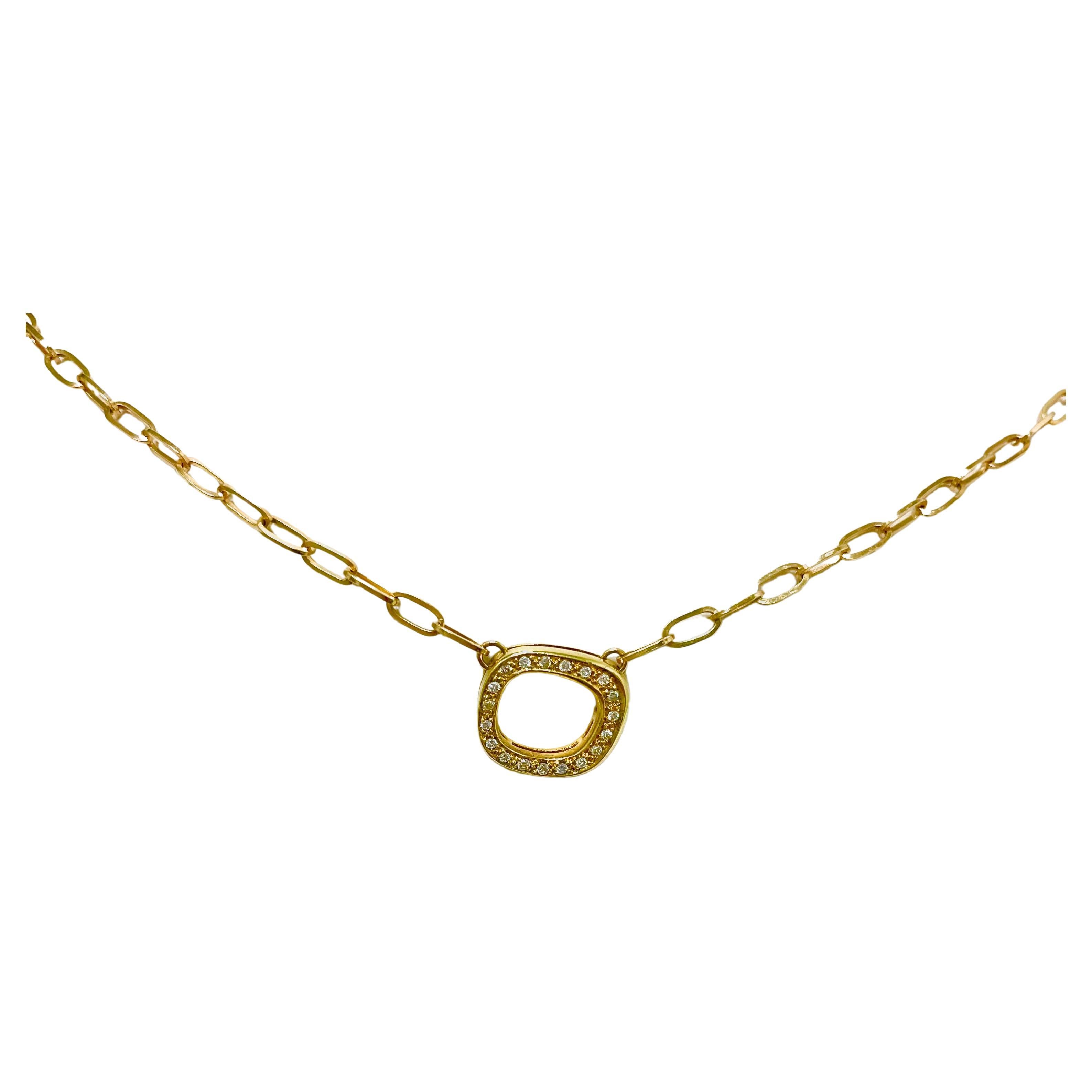 Pave Diamond Pendant with Gold Chain Necklace 1