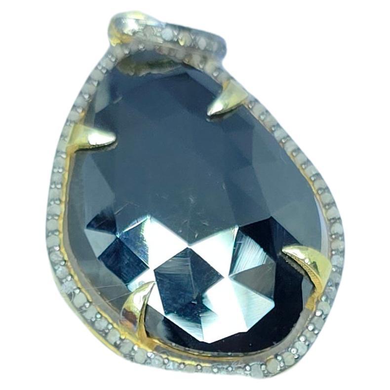 Pave Diamond Pendant With Natural Spinel 925 Silver Antique Pendant. For Sale 3