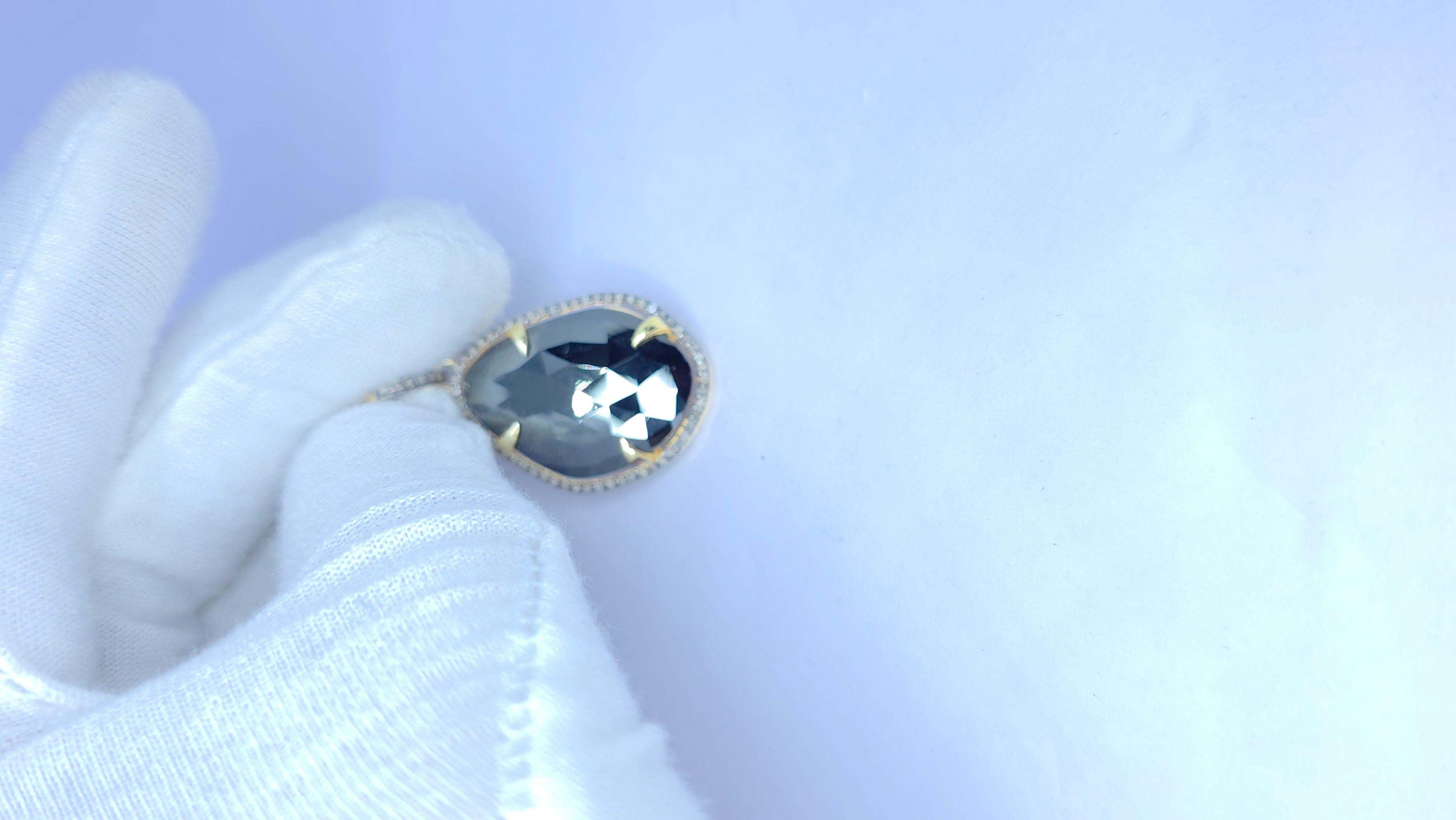 Pave Diamond Pendant With Natural Spinel 925 Silver Antique Pendant. For Sale 1