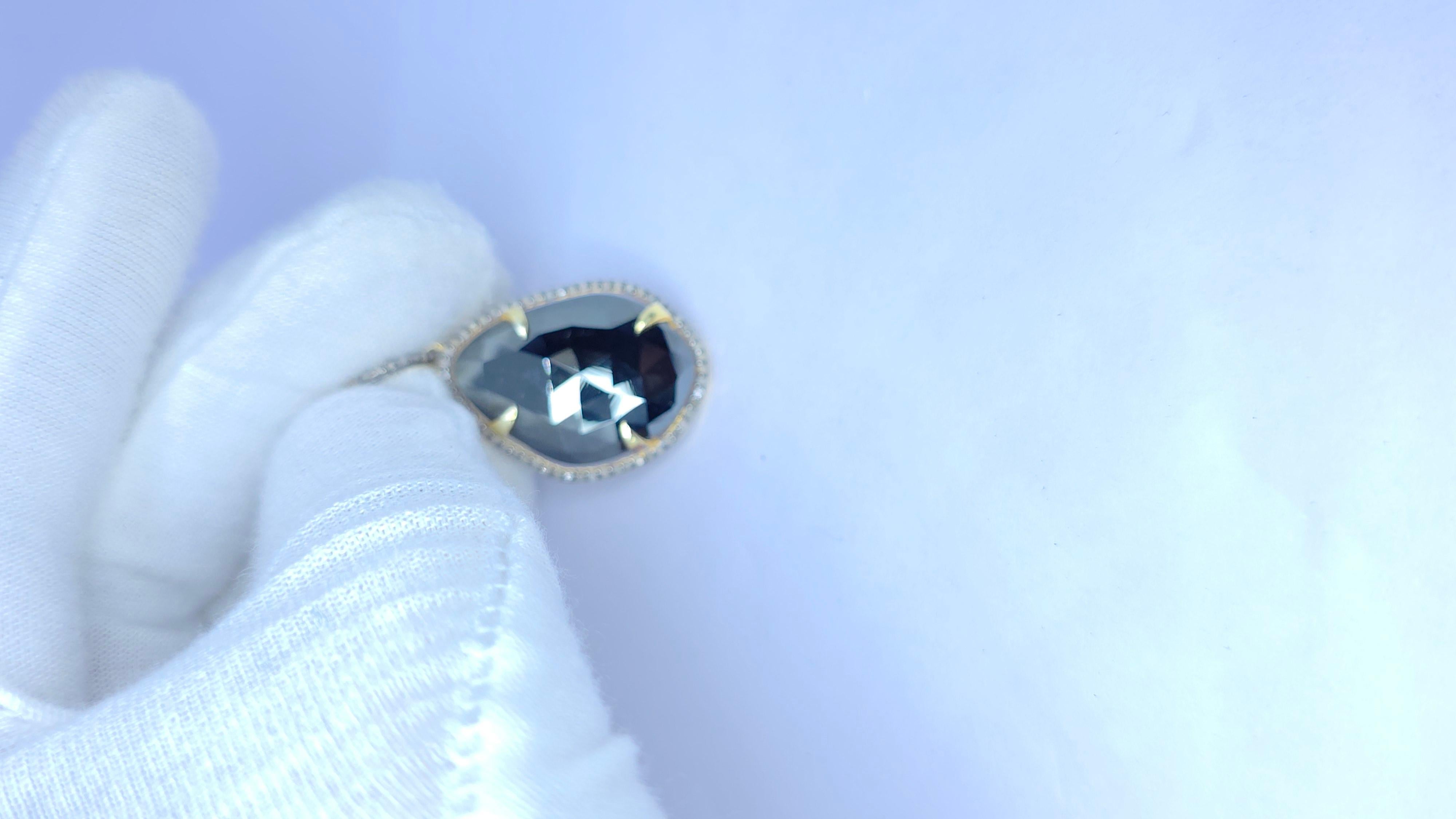 Pave Diamond Pendant With Natural Spinel 925 Silver Antique Pendant. For Sale 2