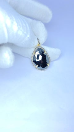 Colgante de diamantes pavé con espinela natural Colgante antiguo de plata 925.