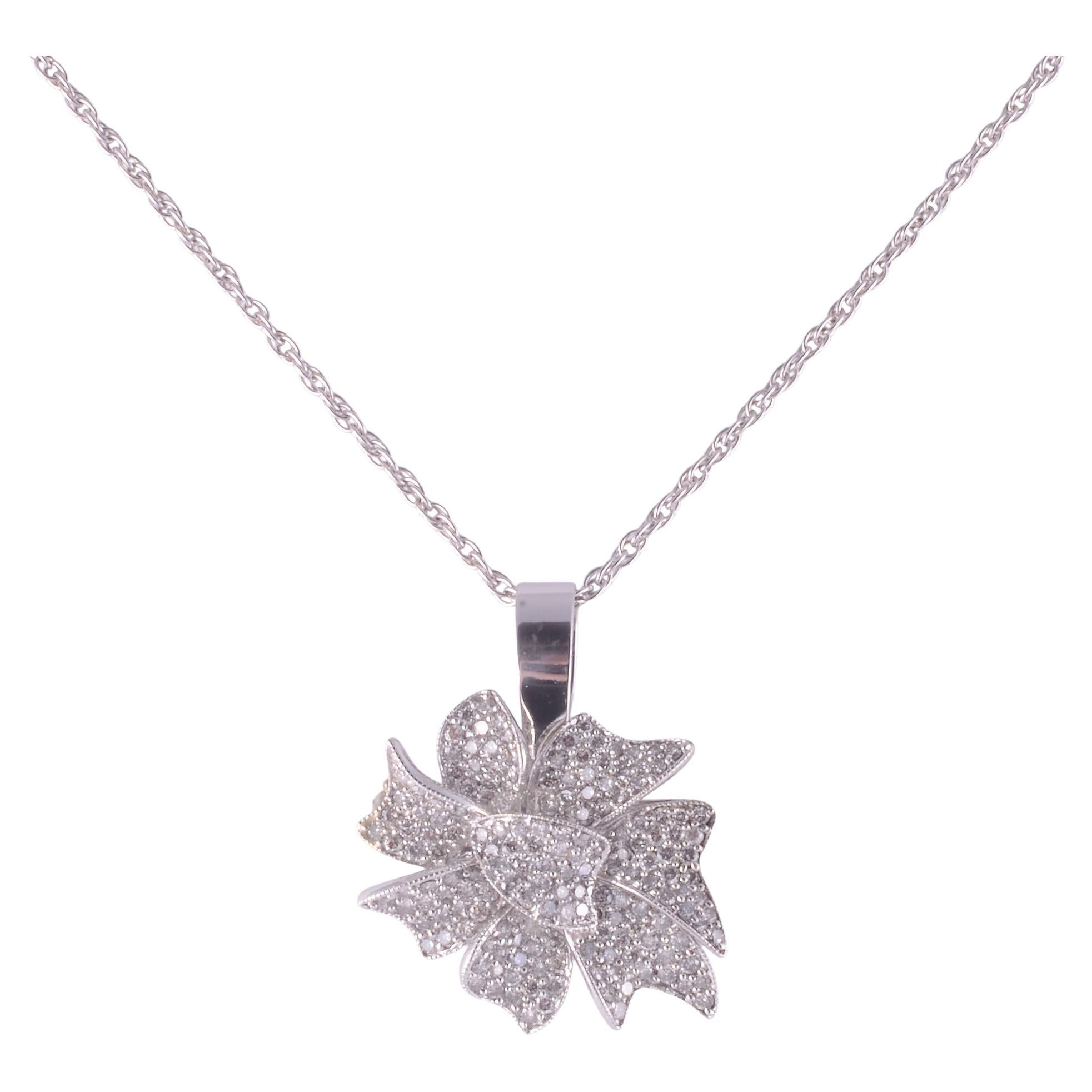 Pave Diamond Pin with Pendant Enhancer on Chain For Sale
