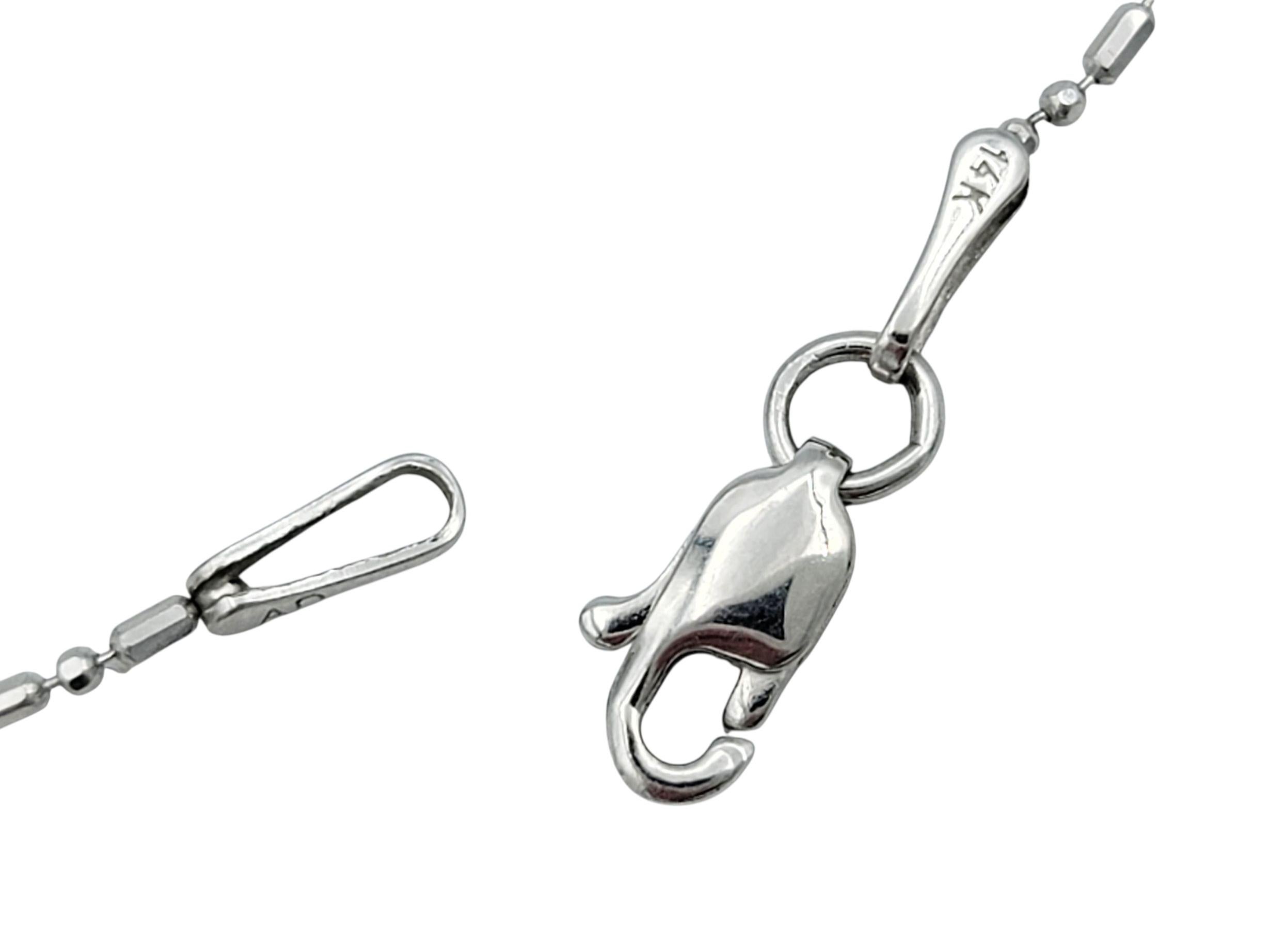 Pavé Diamant Puffy Star Anhänger Halskette aus poliertem 14 Karat Weißgold Damen im Angebot