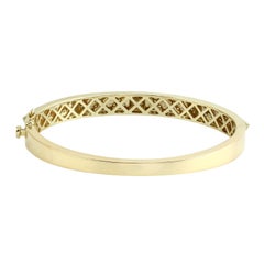 Pave Diamond Pyramid & Spike Bangle Made In 14k Yellow Gold