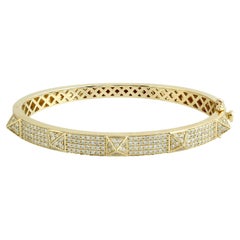 Pave Diamond Pyramid & Spike Bangle Made In 14k Yellow Gold
