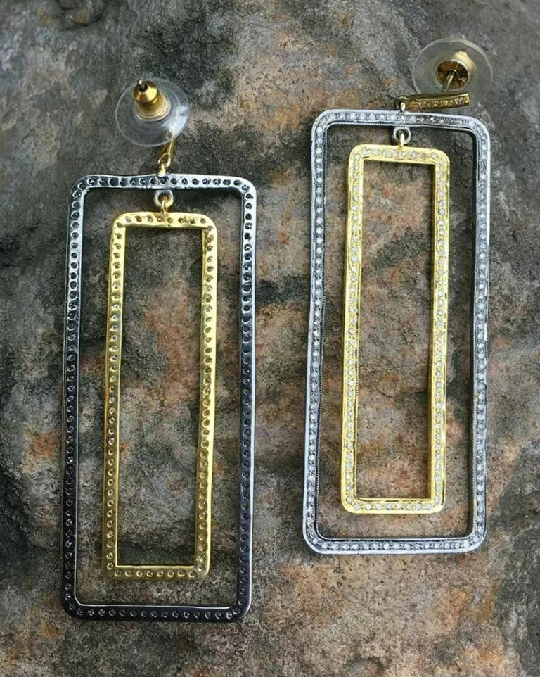 Pave Diamond Rectangle Dangle Earring 925 Silver Diamond Long Wedding Earring.
Light weight can be worn everyday

Additional information:
Condition: New without tags. A brand-new, unused, and unworn item (including handmade items) that is not in