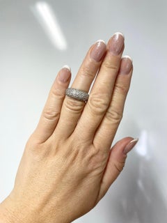 Pave Diamond Ring 14kt White Gold Wedding Band Stacking Luxury Pave Diamond Ring