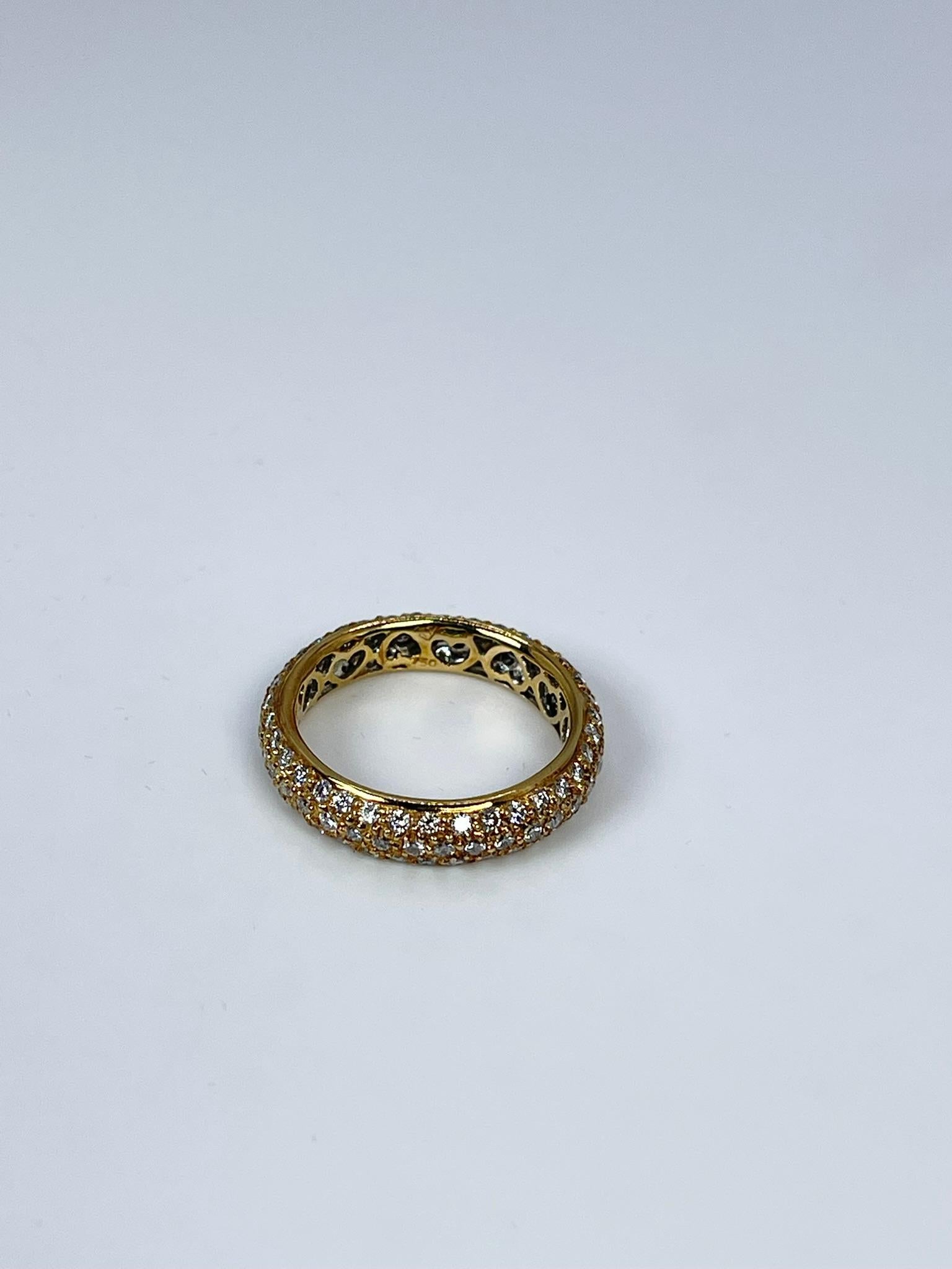 Modernist Pave Diamond Ring 18kt Yellow Gold Wedding Band Luxury Pave Diamond Ring Modern For Sale