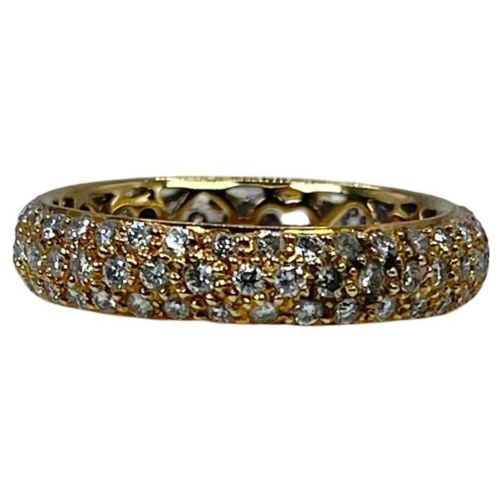 Pave Diamond Ring 18kt Yellow Gold Wedding Band Luxury Pave Diamond Ring Modern