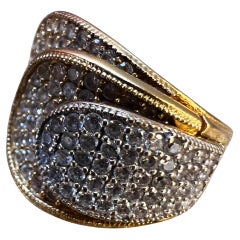 Bague diamant pavé 1.90 carat diamant or jaune 18k France By Vintage
