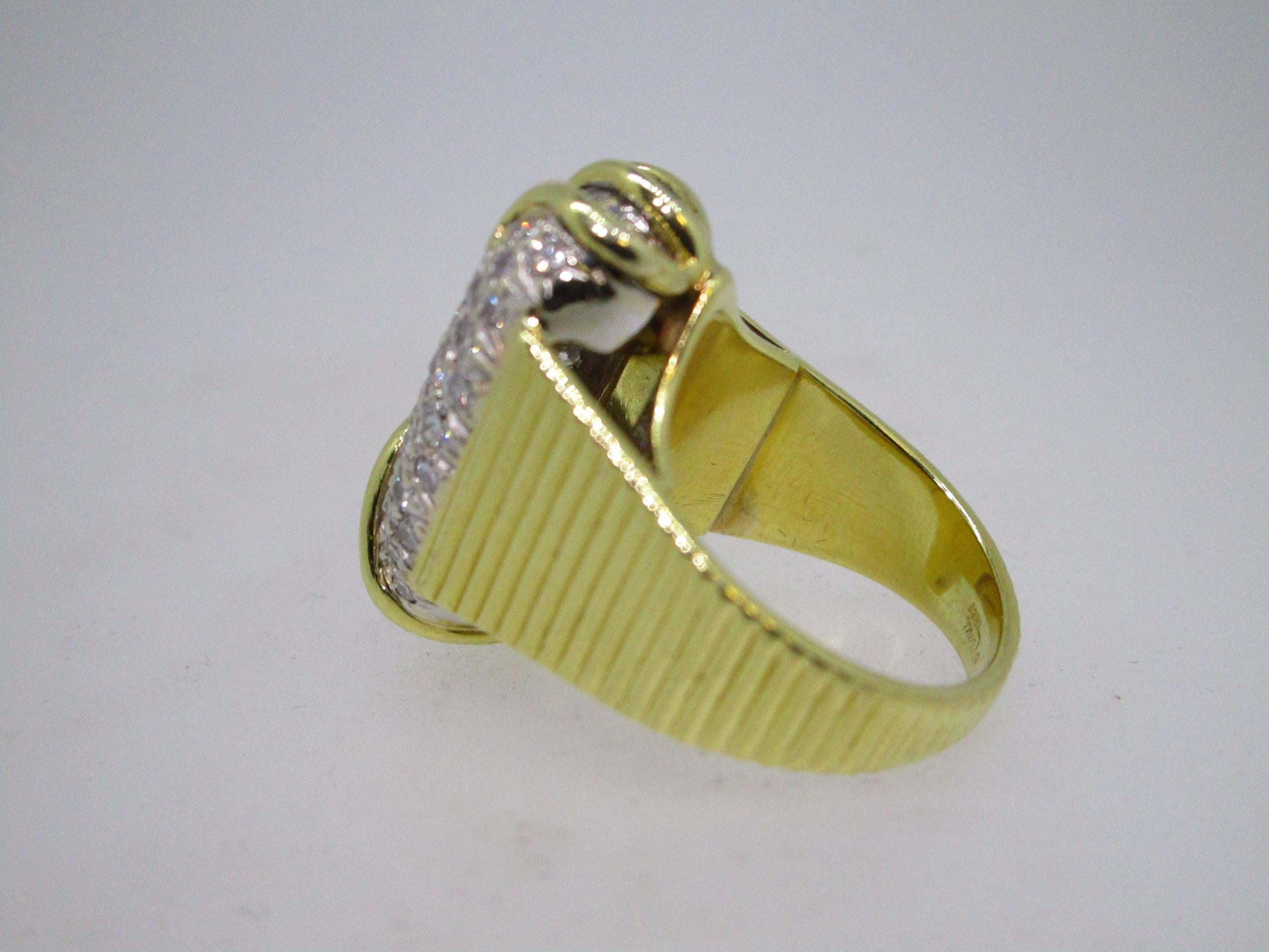 Round Cut Pave Diamond Ring in 18 Karat Yellow Gold
