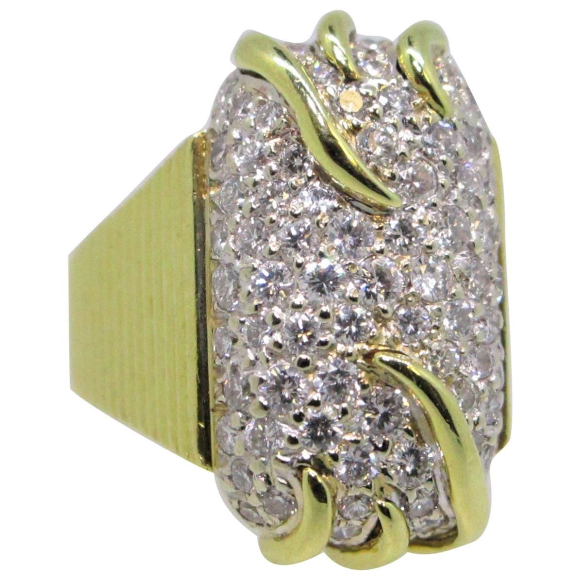 Pave Diamond Ring in 18 Karat Yellow Gold