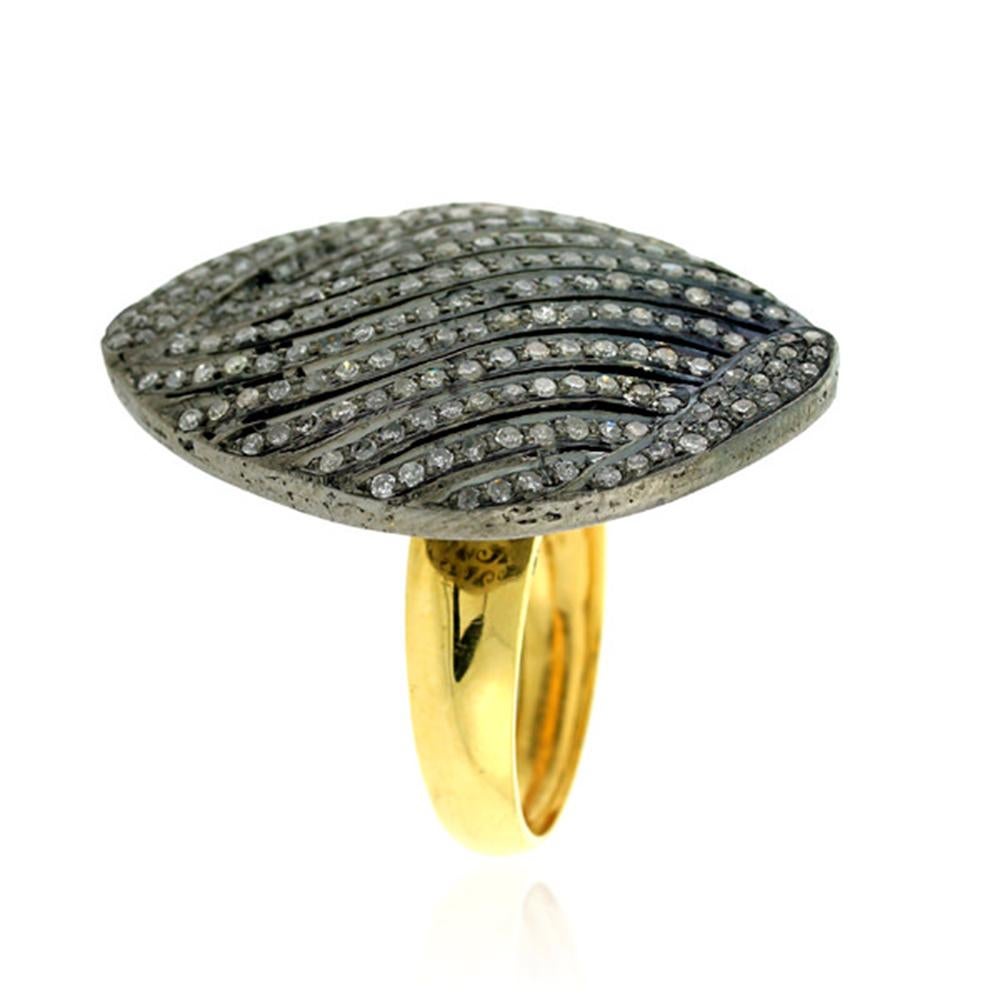 Modern Pave Diamond Ring in Gold and Silver For Sale