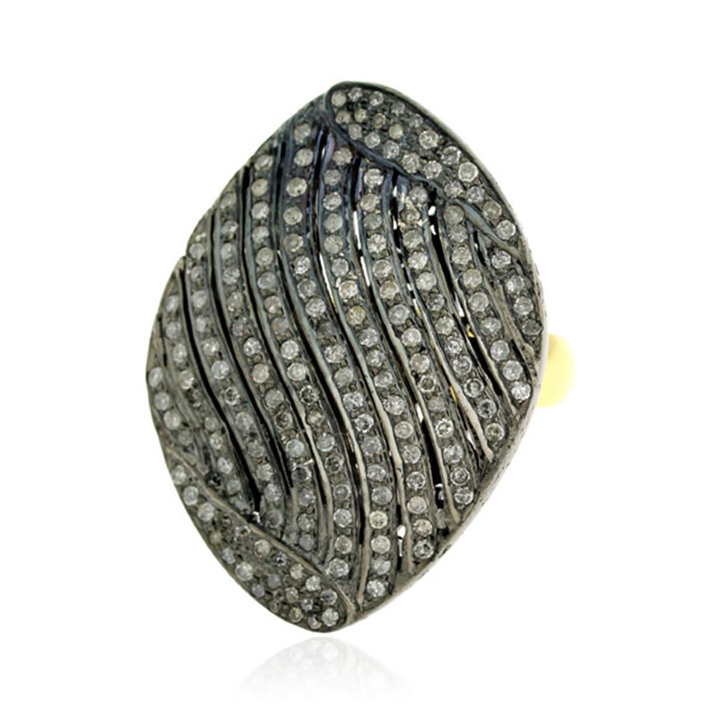 Round Cut Pave Diamond Ring in Gold and Silver For Sale