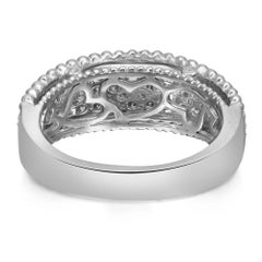 Pave Diamond Ring Round Cut 14K White Gold 1.00 Cttw