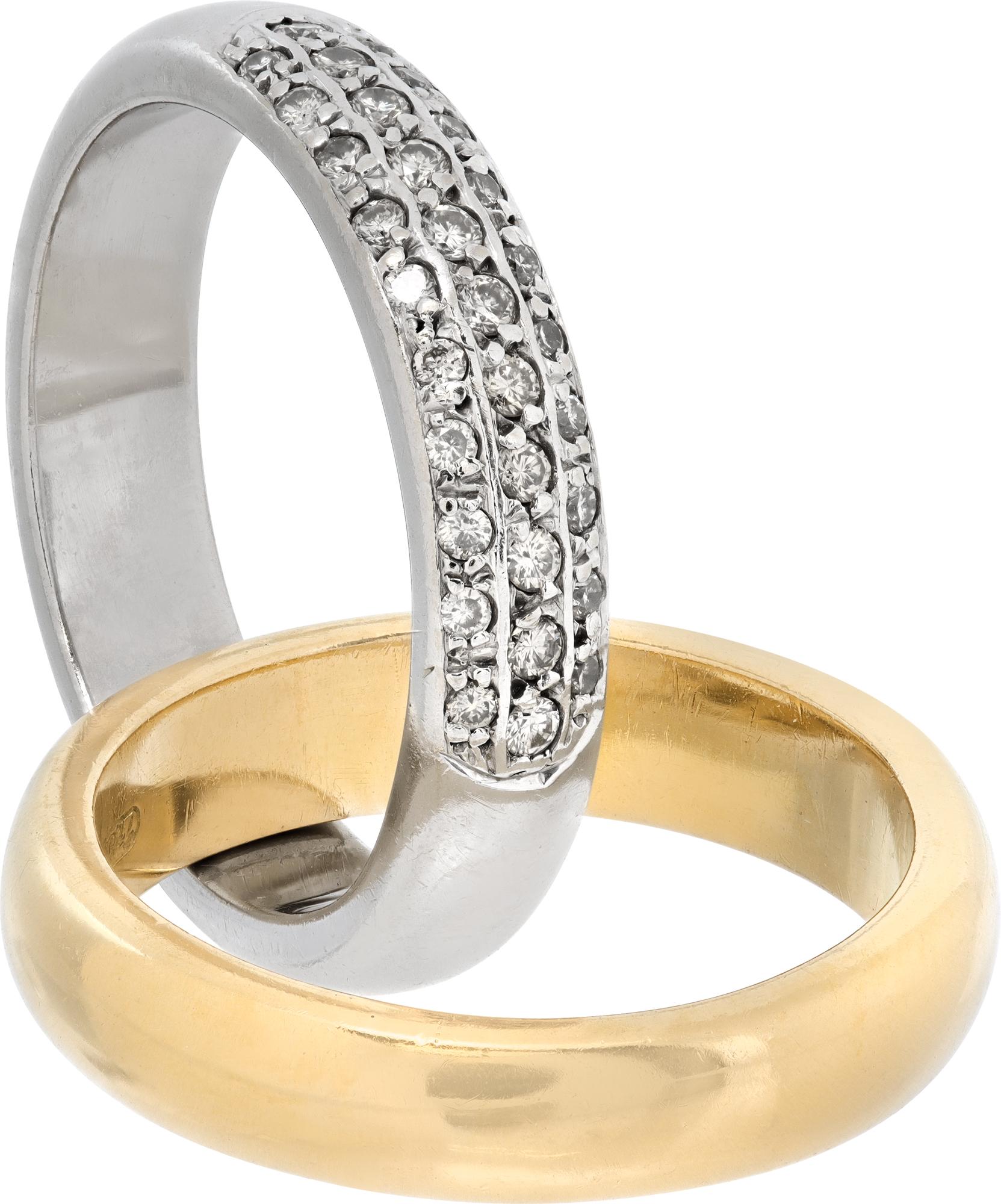 Anello Pavé Diamond Rolling in oro bianco e giallo In condizioni ottime in vendita a Surfside, FL