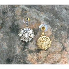 Pave Diamond Rose Cut Dangle Earring 925 Silver