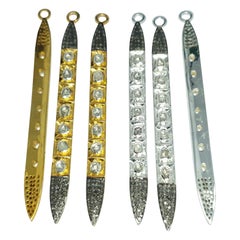 Pave Diamond Rose Cut Polki Spike Charm Pendant 925 Silver Diamond Charm Pendant