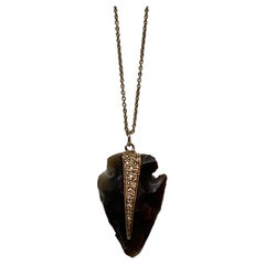 Pavé Diamond, Rose Gold Arrowhead Necklace