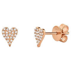 Pave Diamond Rose Gold Heart Earrings