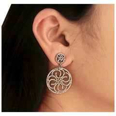 Pave Diamond Round Earring Art Deco 925 Silver Diamond Fashion Earring.