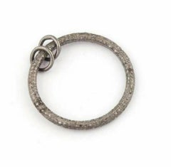 Pave Diamond Round Pendant Sterling Silver 34mm Diamond Pendant Circle Pendant