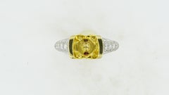 Pave Diamond Ruby Engagement Ring Platinum 18 Karat Yellow Gold Semi-Mount Ring